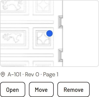 A hazard pinned to a drawing, shown on the item's pin card