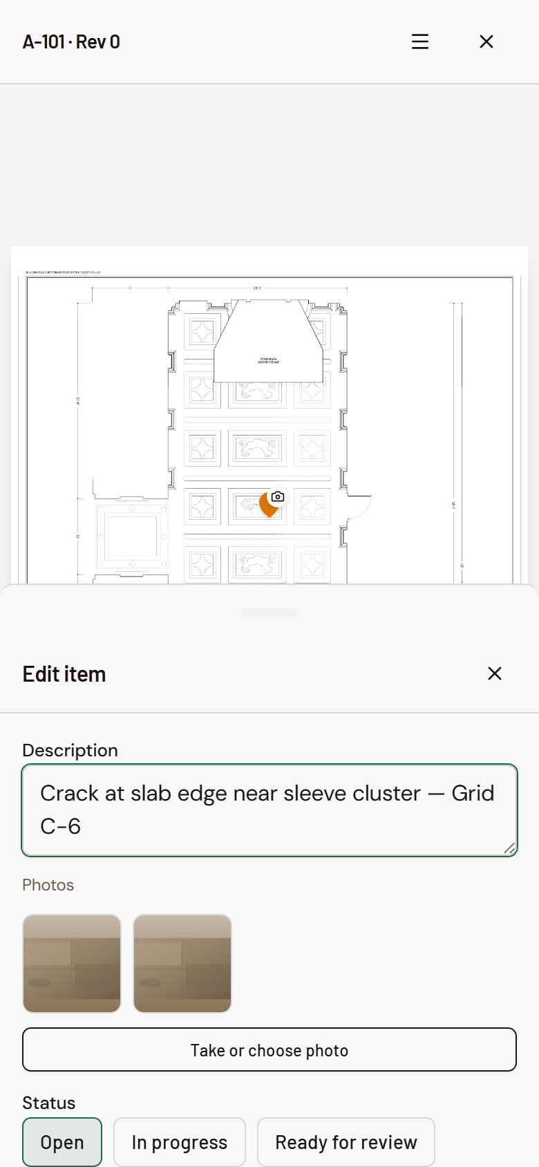 A pinned item open in a bottom sheet on a phone
